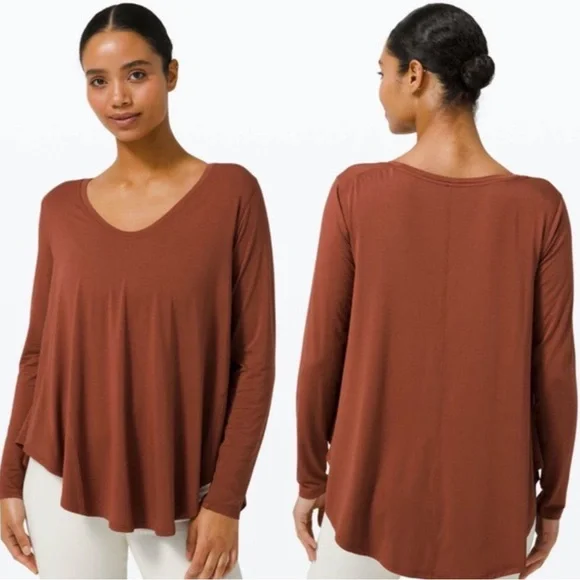 lululemon athletica Up For Down Time Long Sleeve Top size 8 Terracotta - Picture 5 of 5